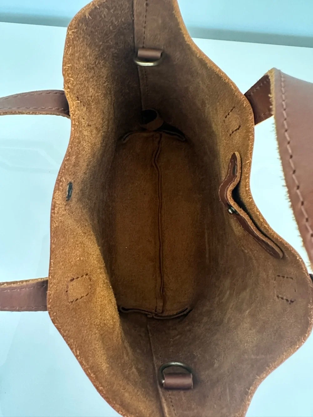Portland Leather Goods Mini Crossbody Tote Handbag in Honey - Picture 7 of 12